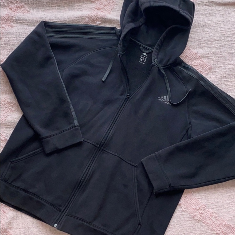 SOLD Black Zip Up Hoodie Sweatshirt Size Large